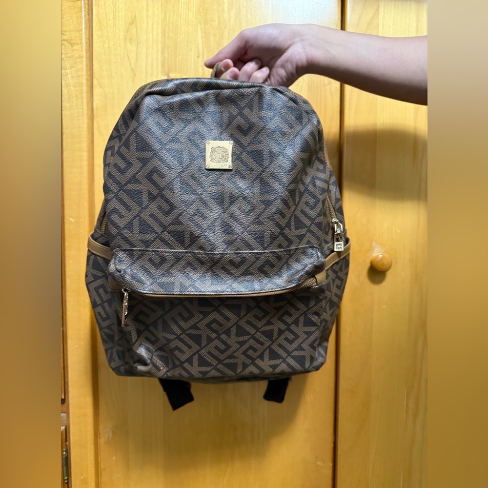 Brown Patterned Backpack - image 1